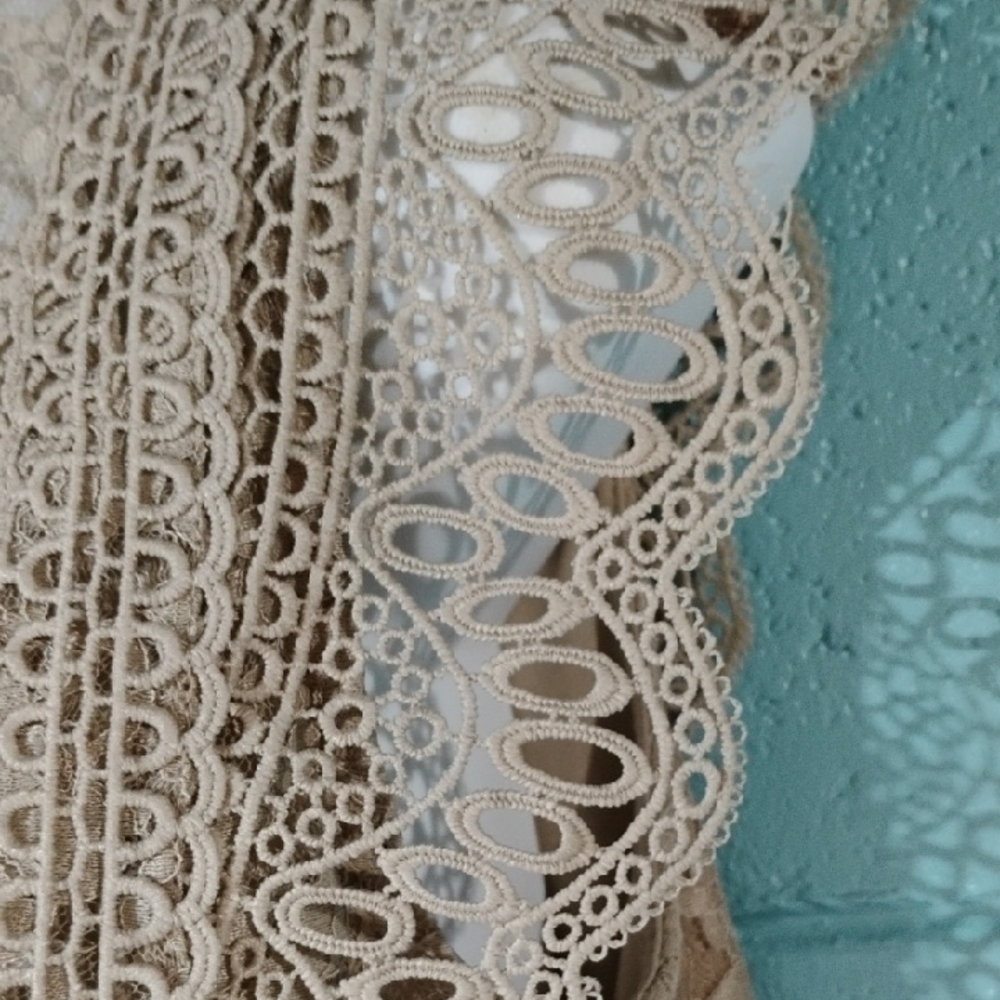 Cable & Gauge Beige Lace Sleeveless Blouse Size Small. - Picture 4 of 9